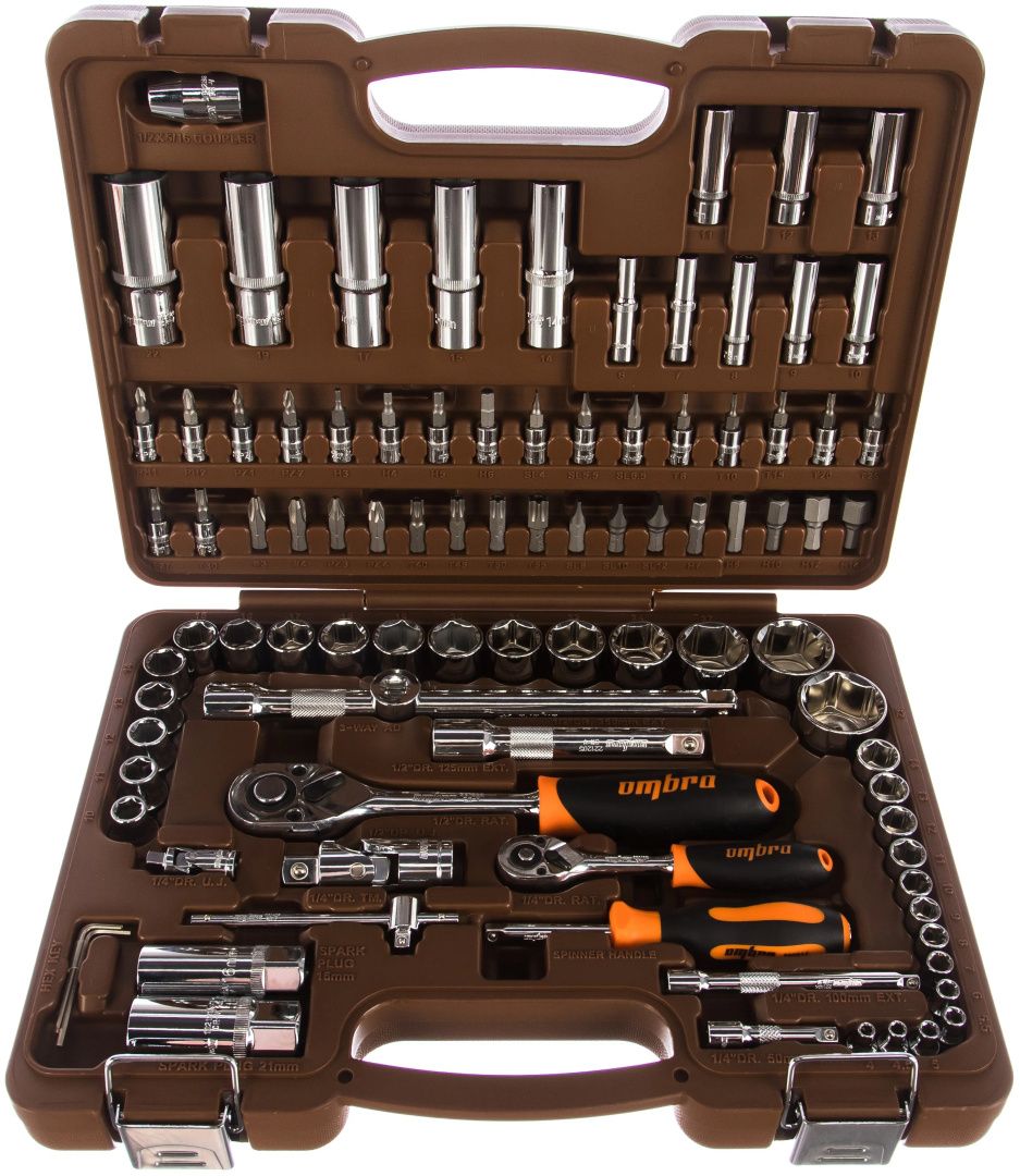 Универсальный набор инструмента 1/4", 1/2"DR Ombra OMT94S, 94 штуки - фото